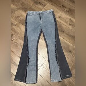 POL Two-Tone Blue Flare Jeans